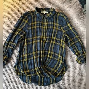 Blue and Yellow Plaid Shirt